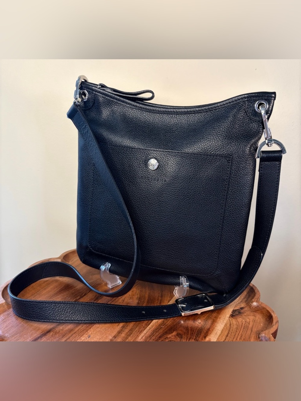 Longchamp Le’Foulonne Crossbody Slim Black Leather EUC - Picture 5 of 17